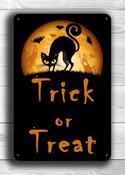 Halloween Trick Or Treat Sign – Vintage Decorative Wall Plaque, Full Color UV Protected Print, Weather Ready Aluminum Composite, Indoor Outdoor Use - 36-x-24-inches