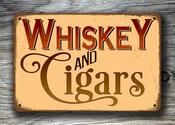 Vintage Style Whiskey And Cigars Sign – Unique Gift, Vintage Aluminum Composite, Full Color UV Print, Durable Aluminum Composite, Indoor Outdoor Use - 20-x-14-inches