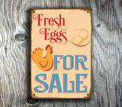 Fresh Eggs Sign - Fresh Eggs For Sale Sign – Vintage Style Garden Sign, Fade Resistant UV Print, All-Weather Aluminum Composite, Indoor Outdoor Use - 9-x-6
