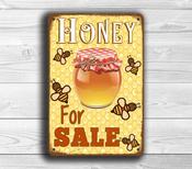 Honey Signs - Honey For Sale – Vintage Garden Wall Decor, Full Color UV Protected Print, Weatherproof Waterproof Aluminum Composite - 20-x-14-inches