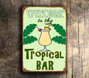 Tropical Bar Sign – Italian Welcome Sign, Authentic Gifts from Italy, Home Bar Décor, Durable UV Protected Signs - 14-x-10