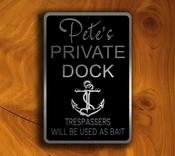 Private Dock Sign - No Trespassing – Vintage Outdoor Garden Sign, Fade Resistant UV Print, All-Weather Aluminum Composite, Indoor Outdoor Ready - 12-x-8