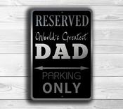 Dad Parking Only Sign - Brushed Metal Father's Day Gift, Heavy Duty Garage Workshop Decor, Weather-Resistant Outdoor Personal Parking Marker -  / 12-x-8