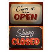 Open Closed Sign - Double sided – Rustic Vintage Business Sign, Full Color UV Protected Print, Weatherproof Aluminum Composite - 9-x-6 image