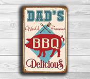 Dads Bbq Sign - Dads Bbq – Thoughtful Gift, Vintage Metal Sign, UV Protected Print, Weather Ready Aluminum Composite, Indoor Outdoor Use - 9-x-6