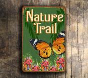 Nature Trail Signs - Nature Trail – Vintage Style Metal Sign, Full Color UV Print, Weatherproof Aluminum Composite, Punched Holes Easy Mount - 16-x-12