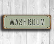 Washroom Sign - Washroom Decor – Metal Bathroom Wall Signs, UV Protected Waterproof and Fade Resistant Plaque, Vintage Style Bathroom Décor – Vintage - 12-x-4-inches