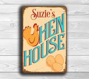 Personalized Hen House Sign – Thoughtful Gift, Vintage Metal Sign, UV Protected Print, Durable Aluminum Composite, Indoor Outdoor Use - 16-x-12