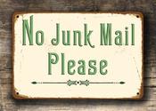 No Junk Mail Sign - No Junk Mail Door Sign – Vintage Decorative Wall Plaque, UV Protected Color Print, Weather Ready Aluminum Composite - 14-x-10inches / 