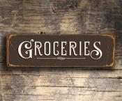 Grocery Sign - Vintage Groceries Sign – Vintage Style, Fade Resistant UV Print, Weatherproof Waterproof Aluminum Composite, Indoor Outdoor Use - 20-x-6-inches