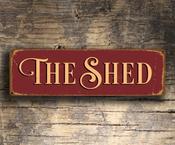The Shed Sign - Outdoor Signs – Vintage Metal Garden Sign, Fade Resistant UV Print, Weatherproof Waterproof Aluminum Composite, Indoor Outdoor Use - 36-x-12-inches