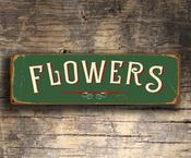 Flowers Sign - Garden Signs – Vintage Metal Garden Sign, UV Protected Full Color Print, Durable Weatherproof Aluminum Composite, Indoor Outdoor Use - 36-x-12-inches