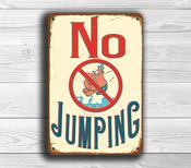 No Jumping Sign - Vintage Style Pool Signs – UV Protected Color Print, Durable Aluminum Composite, Indoor Outdoor Ready - 9-x-6-inches