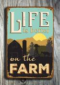 Life Is Better On The Farm Sign – UV Protected Color Print, Weather Ready Aluminum Composite, Indoor Outdoor Use, Easy Mount Pre-Drilled Holes - 14-x-10inches