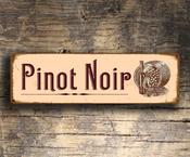 Pinot Noir Sign – Vintage Metal Wine Cellar Decor, Vineyard Style Wall Art, Personalized Wine Bar Signage, Gift for Wine Lovers, Kitchen Wall Plaque - 24-x-8-inches