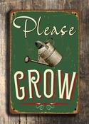 Please Grow Sign - Garden Signs – Vintage Metal Garden Sign, Full Color UV Protected Print, Durable Weatherproof Aluminum Composite - 16-x-12