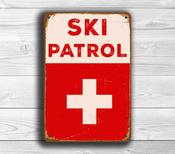 Ski Patrol Sign - Vintage Style Ski Signs – Vintage Ski Resort Wall Sign, Full Color UV Protected Print, Weatherproof Waterproof Aluminum Composite - 9-x-6
