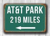Personalized ATandT Park Distance Sign - 9-x-6-inches