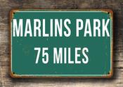 Personalized Marlins Park Distance Sign - 20-x-14-inches image