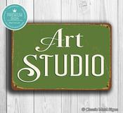Artist Studio Sign – Vintage Decorative Wall Sign, Full Color UV Protected Print, Weather Ready Aluminum Composite, Indoor Outdoor Use
