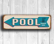 Pool Direction Sign – Full Color UV Protected Print, Weather Ready Aluminum Composite, Indoor Outdoor Use, Easy Mount Pre-Drilled Holes -  / 12-x-4-inches