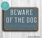 Vintage Style Beware of Dog Sign - 16-x-12inches