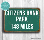 Citizens Bank Park Distance Sign - 14-x-10inches