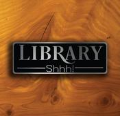 Library Door Sign – Vintage Commercial Wall Sign, Full Color UV Protected Print, Aluminum Composite, Holes Punched for Easy Installation - 12-x-4-inches