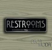 Restrooms Door Sign – Vintage Style Metal Sign, Full Color UV Print, Aluminum Composite, Holes Punched for Easy Installation - 12-x-4-inches image