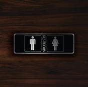 Unisex Restroom Sign – Vintage Commercial Wall Sign, Full Color UV Print, Aluminum Composite, Pre-Punched Holes for Mounting - 18-x-6-inches