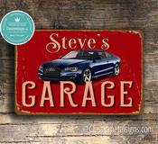 Personalized Audi Garage Sign – Modern German Car Wall Art, High-Humidity Ready, Durable Metal Style Signage - 14-x-10