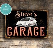 Personalized Fiat 500 Garage Sign – Retro Italian Style Wall Decor, Indoor Outdoor Use, Weatherproof Metal Art - 9-x-6