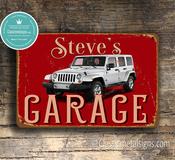 Personalized Jeep Wrangler Garage Sign – Adventure Themed Wall Decor, Durable Aluminum Composite, All-Weather Print - 16-x-12