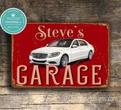 Personalized Mercedes Garage Sign – Luxury German Car Wall Art, UV Protected Print, Weather-Ready Aluminum Composite - 9-x-6