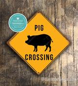 Pig Crossing Sign – Pig Xing Wall Plaque, UV Protected Color Print, Weather Ready Aluminum Composite, Indoor Outdoor Use - 12-x-12 image