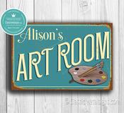 Personalized Art Room Sign – Unique Gift, Vintage Metal Sign, UV Protected Print, Weather Ready Aluminum Composite, Indoor Outdoor Use - 16-x-12