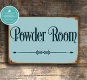 Powder Room Sign – Metal Bathroom Wall Signs, UV Protected Waterproof and Fade Resistant Plaque, Vintage Style Bathroom Décor - 9-x-6