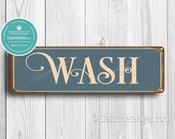 Wash Sign - Vintage Wash Sign – Metal Bathroom Wall Signs, UV Protected Waterproof and Fade Resistant Plaque, Vintage Style Bathroom Décor - 12-x-4-inches