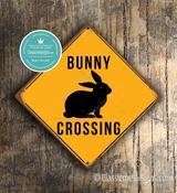 Bunny Crossing Sign – Rabbit Signs, Weather Ready Aluminum Composite, Indoor Outdoor Use, Pre-Drilled Holes for Easy Mounting - 12-x-12