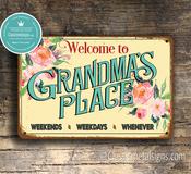 Grandmas Place Sign – Perfect Gift, Vintage Aluminum Composite, UV Protected Print, Weather Ready Aluminum Composite, High Humidity Ready - 9-x-6
