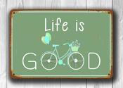 Life Is Good Sign – Positive Vibes Wall Art, Full Color UV Protected Print, Indoor Outdoor Use, Pre-Drilled Holes for Easy Mounting - 16-x-12