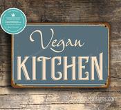 Vegan Kitchen Sign – Vintage Style, UV Protected Full Color Print, Durable Weatherproof Aluminum Composite, Pre-Drilled Mounting Holes - 9-x-6