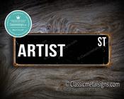 Artist Street Sign Gift – Great Gift Decor, Vintage Metal Sign, Full Color UV Print, Weather Ready Aluminum Composite, Indoor Outdoor Use - 24-x-8-inches-2