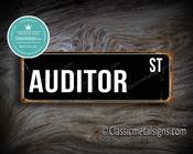 Auditor Street Sign Gift – Perfect Gift, Vintage Metal Sign, UV Protected Print, Durable Aluminum Composite, Indoor Outdoor Use - 36-x-12-inches