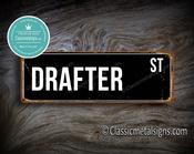 Drafter Street Sign Gift – Unique Gift, Vintage Metal Sign, Full Color UV Print, Weather Ready Aluminum Composite, High Humidity Ready - 20-x-6-inches