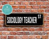 Sociology Teacher Street Sign - Personalized Metal Road Signs, Gifts for Co-worker, Colleague Gift, Durable Heavy Duty plaque - 12-x-4-inches