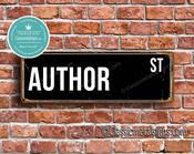 Author Street Sign - Personalized Metal Road Signs, Gifts for Co-worker, Colleague Gift, Durable Heavy Duty plaque - 12-x-4-inches