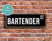 Bartender Street Sign - Personalized Metal Road Signs, Gifts for Co-worker, Colleague Gift, Durable Heavy Duty plaque - 36-x-12-inches