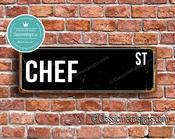 Chef Street Sign - Personalized Metal Road Signs, Gifts for Co-worker, Colleague Gift, Durable Heavy Duty plaque - 20-x-6-inches