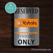 Kubota Parking Only Sign – Gift for Tractor Owner, Brushed Metal Finish, Indoor Outdoor Display, Brand Logo Artwork, Unique Garage Wall Decor - 12-x-8 image